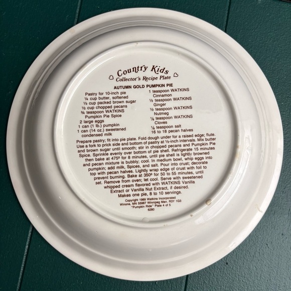 Vintage 90s Watkins Country Kids autumn pie plate and dessert plate - Picture 5 of 7